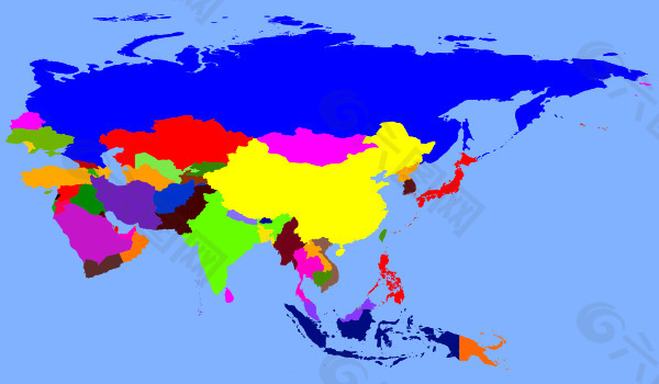 世界地图彩色剪贴画