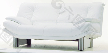 现代白双座位的布艺沙发