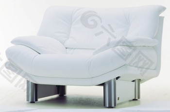 现代白单金属基布艺沙发