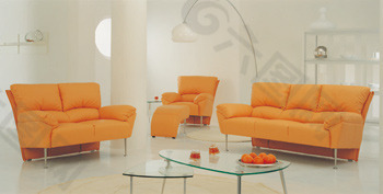 欧洲风格的橘色沙发组合