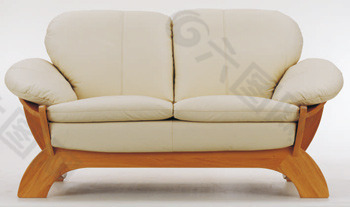 皮革双座位沙发3D模型