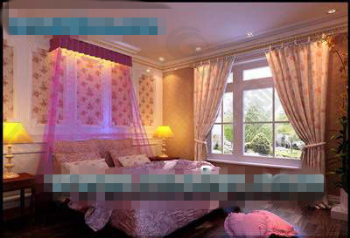 欧洲风格的温暖的女孩的卧室