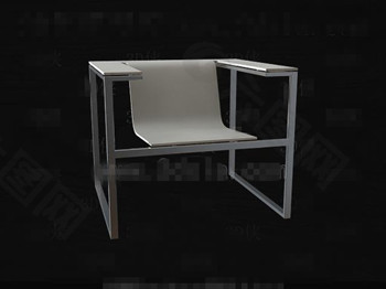 金属框架，光滑的白色椅子
