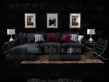 现代和舒适的黑色沙发组合