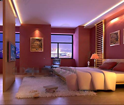 浪漫温馨的、粉红色的卧室