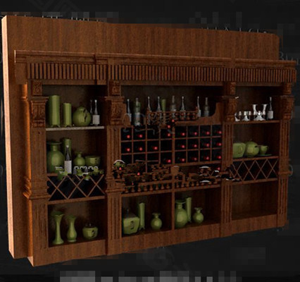 棕色的多重网格的木制酒柜