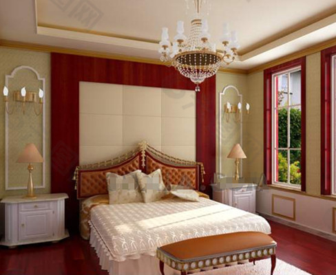 华丽舒适温暖的颜色的卧室