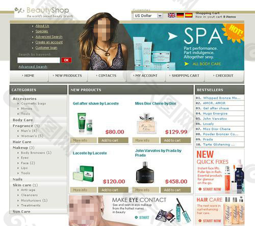美容化妆品的购物网站模板