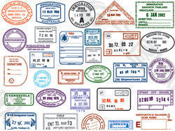 各国签证邮票向量