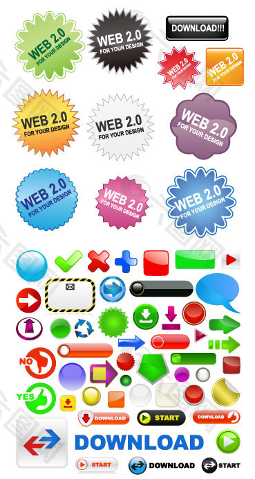 多款web2.0按钮图标矢量素材