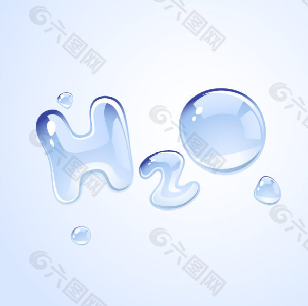 H2O水滴的形状矢量素材