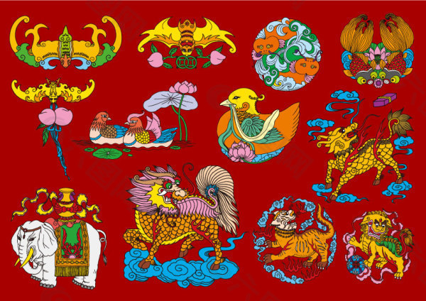12中国民间吉祥图案矢量素材