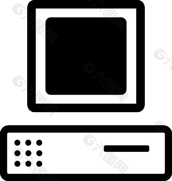 黑白卡通计算机监控剪贴画