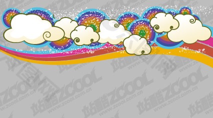 可爱的云朵潮流矢量彩虹的背景材料