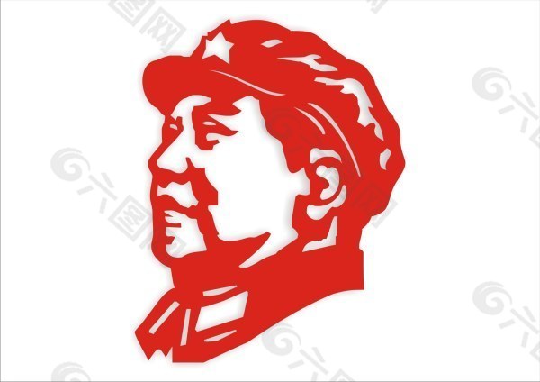 毛主席（肖像剪纸矢量）