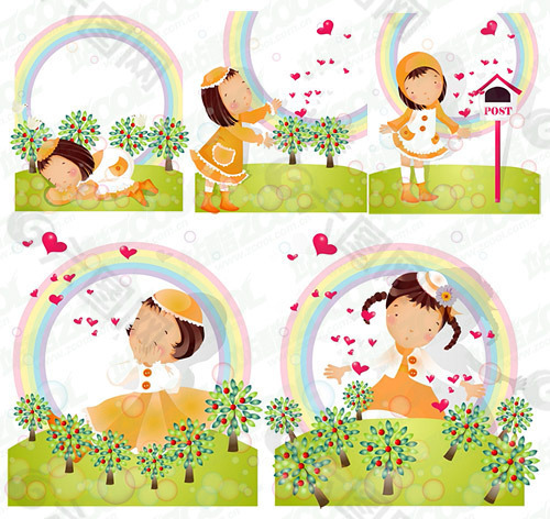 彩虹主题（韩国iclickart四季的可爱的女孩