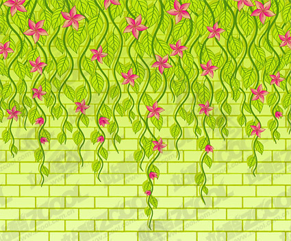 矢量花朵在墙体材料