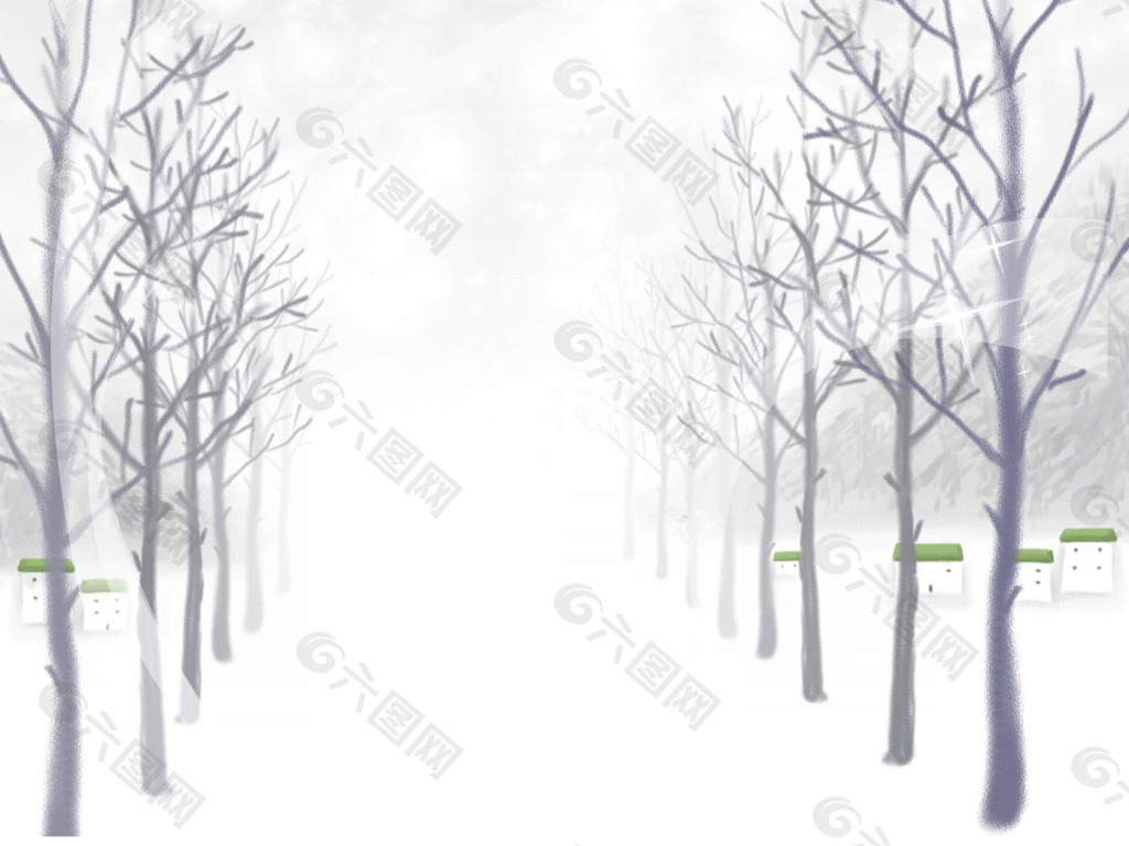 白色雪地天卡通背景