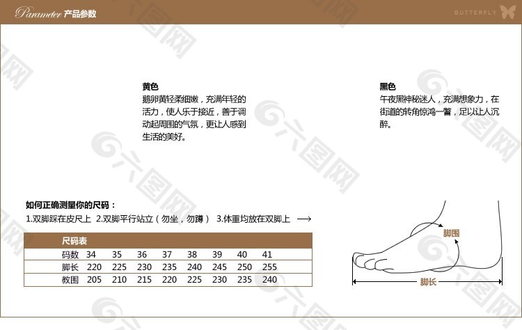 鞋子的产品参数以及尺寸的选择