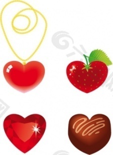 心形的金项链，钻石和巧克力的草莓