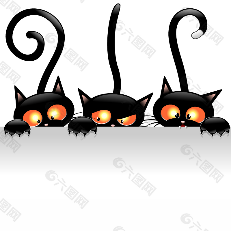 卡通黑猫背景矢量素材背景素材免费下载 图片编号 六图网