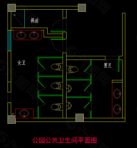 公园公共卫生间平面图装饰装修素材免费下载(图片编号:1780236)