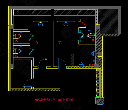 豪华会所卫生间装修平面图