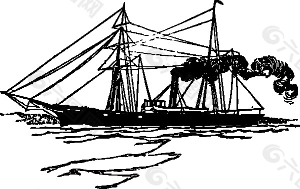 蒸汽船画法图片