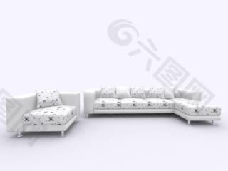 沙发组合3d模型沙发效果图 12