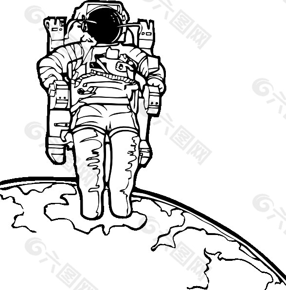 宇航员太空行走简笔画图片