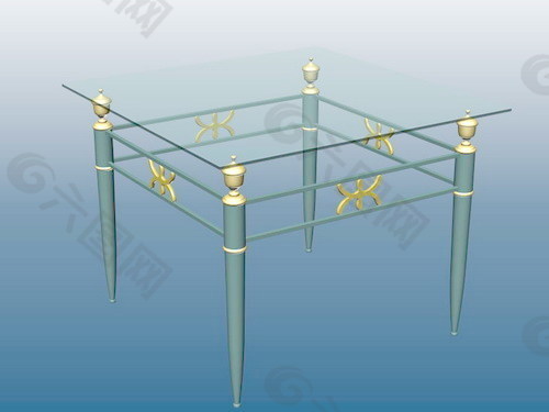 玻璃桌3d模型家具效果图 6