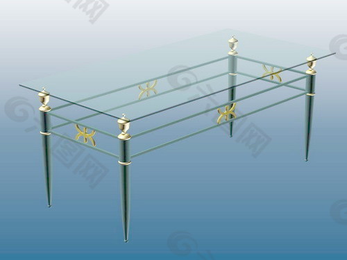 玻璃桌3d模型家具效果图 7