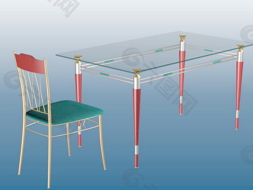 玻璃桌3d模型家具3d模型 4