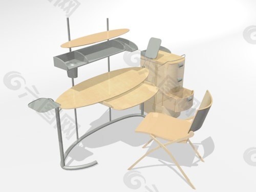 电脑桌3d模型家具效果图 11