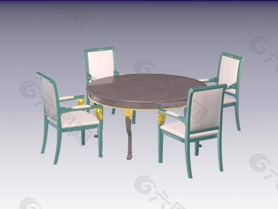 欧式桌椅3d模型家具模型 8