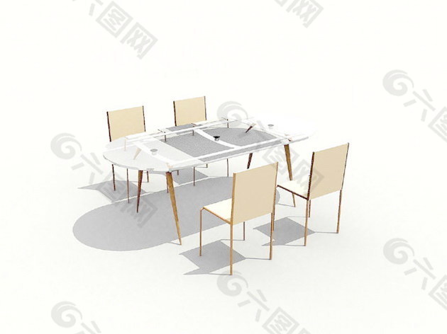 漂亮的桌椅3d模型家具效果图 77