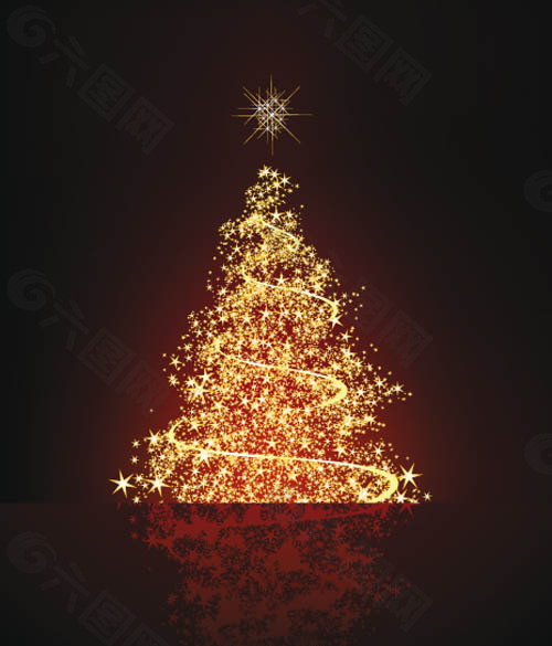 明亮的星星的圣诞树矢量