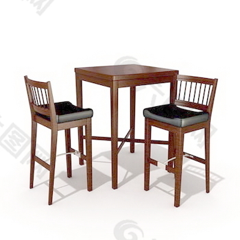 西餐厅桌椅3d模型家具图片 11