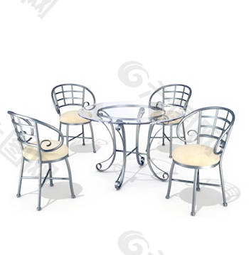 西餐厅桌椅3d模型家具效果图 36