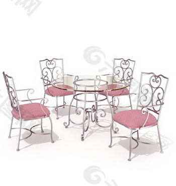 西餐厅桌椅3d模型家具模型 44