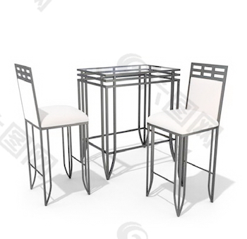 西餐厅桌椅3d模型家具图片 53