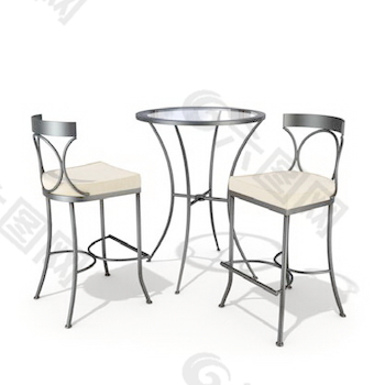 西餐厅桌椅3d模型家具效果图 57