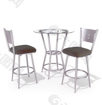 西餐厅桌椅3d模型家具模型 54