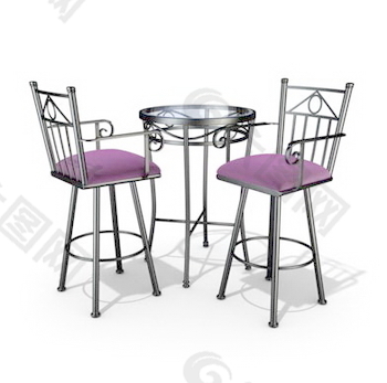 西餐厅桌椅3d模型家具效果图 58