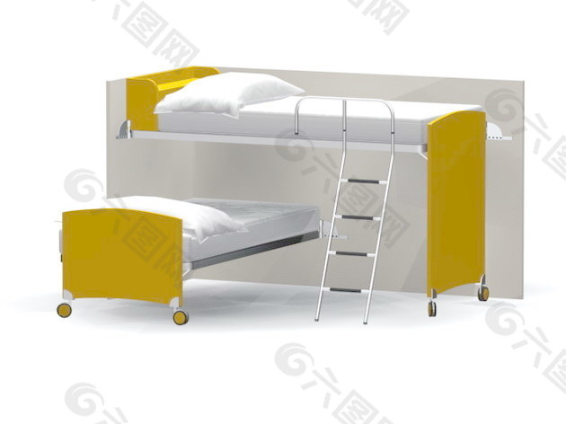 双层床3d模型家具效果图 1