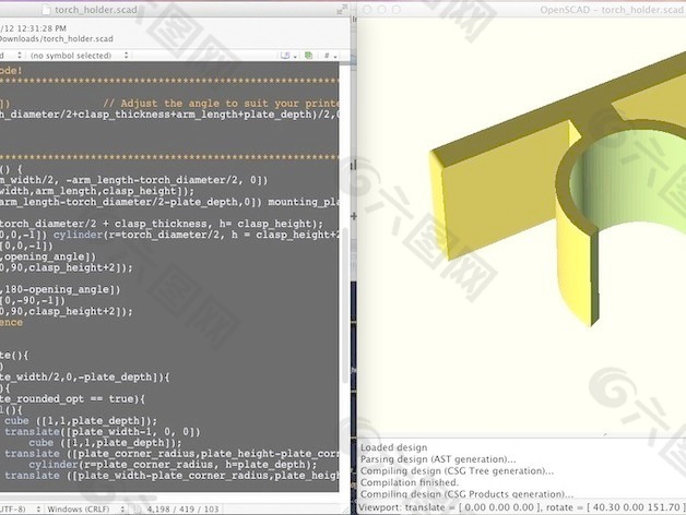 OpenSCAD / TextWrangler语言模块