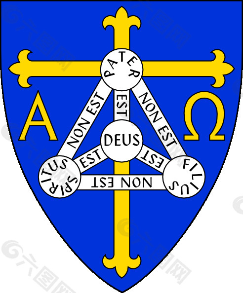 英国国教的基督教象征的trinidadincludes跨教区纹章，阿尔法和欧米加，而三一剪贴画盾