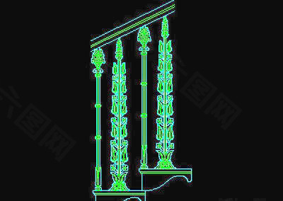栏杆、柱子、雕花、门、装饰主题CAD图块素材-52