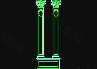 栏杆、柱子、雕花、门、装饰主题CAD图块素材-4