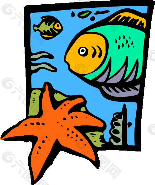 鱼的海洋生命海星剪贴画